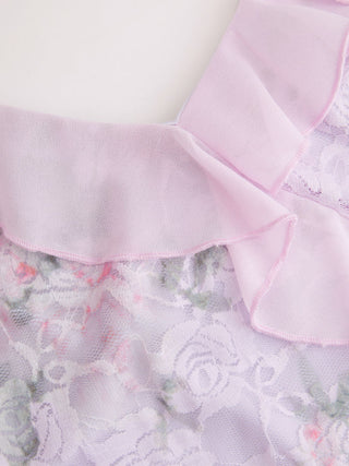 Lace V-neck Floral Ruffle Maxi Dress