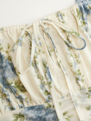 Mesh Mesh Floral Bowknot Cami Top & Mid Rise Maxi Skirt Set For Vacation