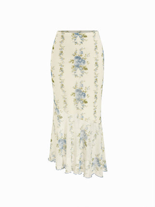 Mesh Mesh Floral Bowknot Cami Top & Mid Rise Maxi Skirt Set For Vacation