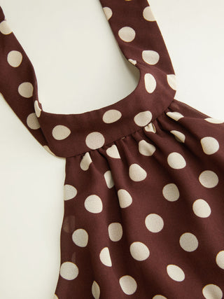 Chiffon Polka Dot Halter Neck Ruffle Bubble Mini Dress