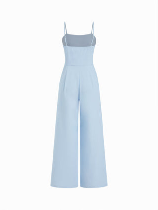 Stand Collar Asymmetrical Cloak Sleeve Mid Rise Wide Leg Jumpsuit