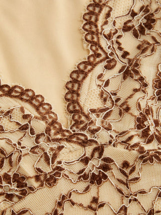 Flocking Lace V-neck A-line Mini Dress