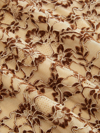 Flocking Lace V-neck A-line Mini Dress