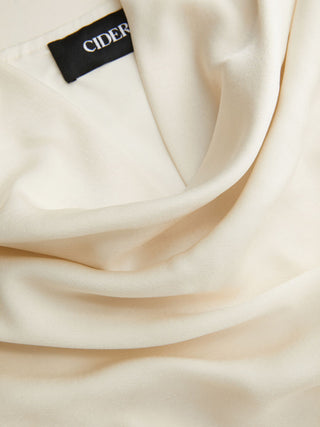 Satin Cowl Neck Lace Panel Mermaid Maxi Dress