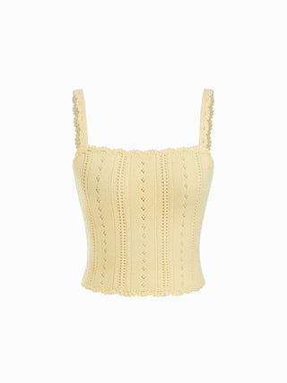 Knit Pointelle Square Neckline Cami Top