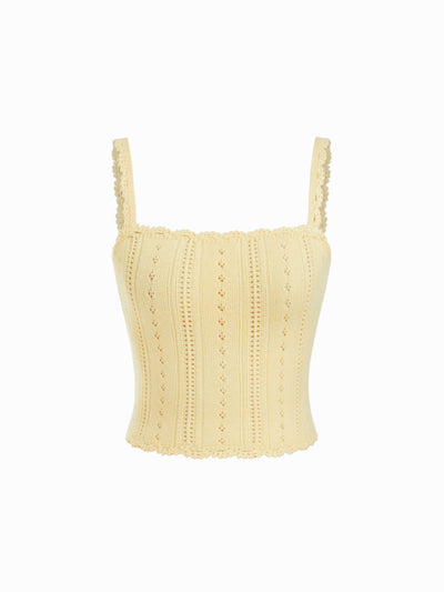 Knit Pointelle Square Neckline Cami Top