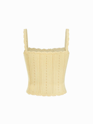 Knit Pointelle Square Neckline Cami Top