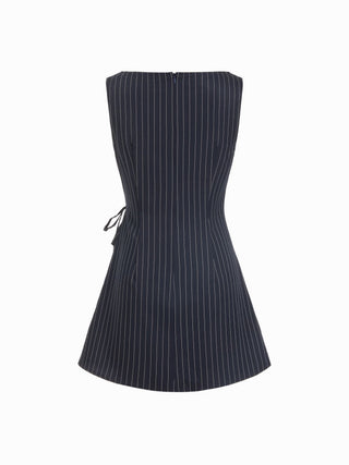 Stripe Boat Neck Asymmetrical Ruched A-line Mini Shift Dress
