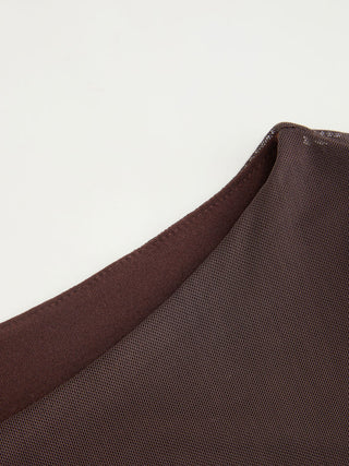 Mesh Boat Neck Lettuce Trim Ruched Top