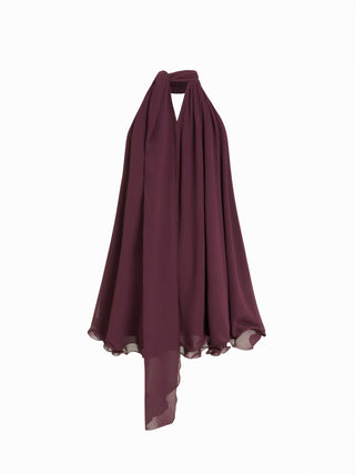 Chiffon Cowl Neck Cut Out Oversized Babydoll Mini Dress