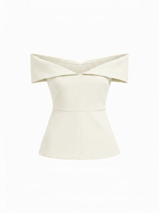 Off-shoulder Short Sleeve Zipper Top