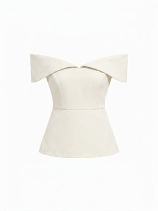 Off-shoulder Short Sleeve Zipper Top