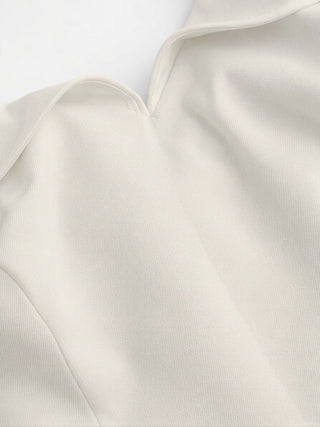 Off-shoulder Short Sleeve Zipper Top