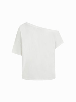Cotton-blend Dachshund Graphic Asymmetrical Neck Oversized Tee
