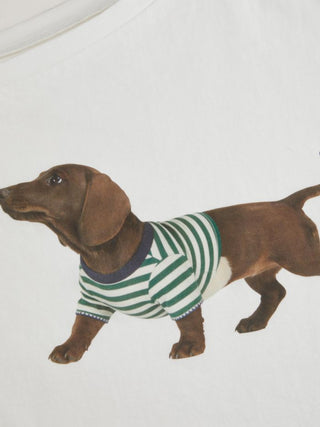 Cotton-blend Dachshund Graphic Asymmetrical Neck Oversized Tee