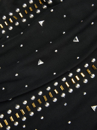 Mesh Rhinestone Crop Bandeau Top