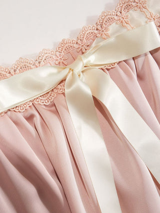 Satin Satin Square Neck Puff Sleeve Bowknot Babydoll Mini Dress For Daily Casual Date