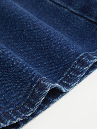 Stretch Denim Washed Mid Rise Metal Detail Flared Capri Jeans