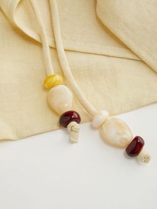 Linen-blend Linen-blend Asymmetrical Neck Drawstring Cloak Sleeve Oversized Blouse For Daily Casual Vacation