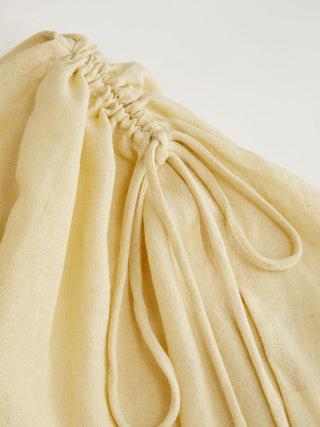 Linen-blend Linen-blend Asymmetrical Neck Drawstring Cloak Sleeve Oversized Blouse For Daily Casual Vacation