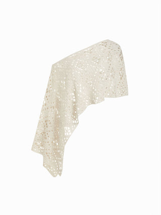 Crochet Knit Crochet Asymmetrical Neck Hollow Out Oversized Cape Top For Daily Casual Vacation