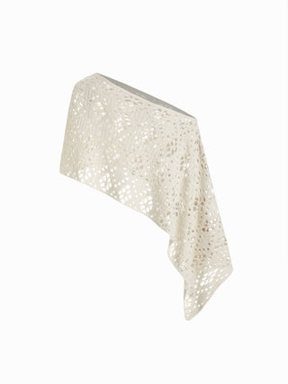 Crochet Knit Crochet Asymmetrical Neck Hollow Out Oversized Cape Top For Daily Casual Vacation