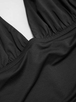 High Stretch Halter Neckline Asymmetrical Flared Mini Dress