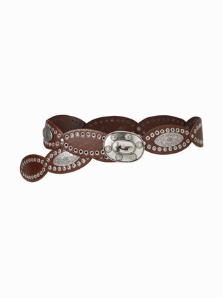 FLOWER ENGRAVED BUCKLE BELT