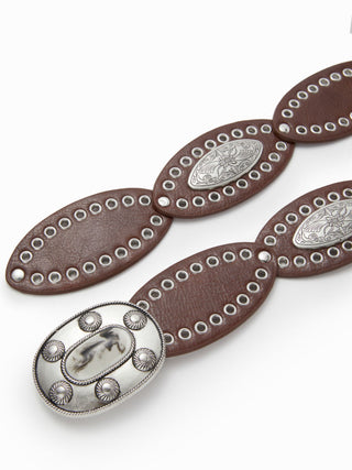 FLOWER ENGRAVED BUCKLE BELT