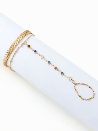 RHINESTONE DECOR HAND CHAIN BRACELET  For Music Festival/Live House Party/Clubbing