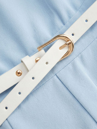 Stand Collar Romper With Belt