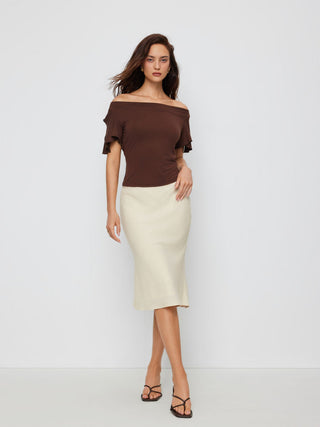 Linen-blend Mid Rise Mermaid Midi Skirt
