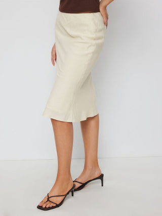 Linen-blend Mid Rise Mermaid Midi Skirt