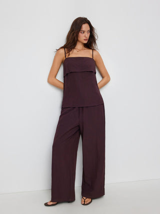 Square Neck Oversized Cami Top & Mid Rise Wide Leg Trousers Set