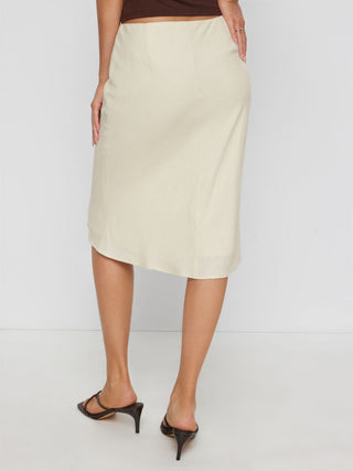 Linen-blend Mid Rise Mermaid Midi Skirt