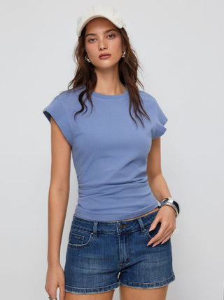 Cotton Sleeveless Ruched Tee