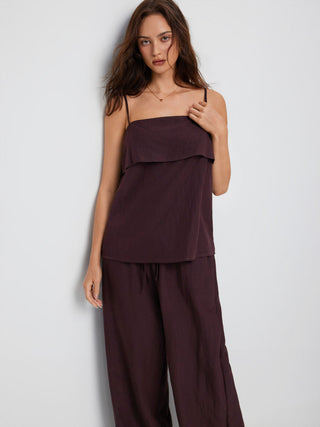 Square Neck Oversized Cami Top & Mid Rise Wide Leg Trousers Set