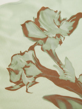 Floral Graphic Asymmetrical Neck Beaded Top