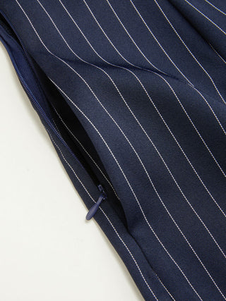 Woven Striped Sweetheart Neck Criss Cross Mid Rise Wide Leg Jumpsuit For Daily Casual Work