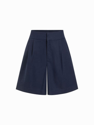 Linen-blend Mid Rise Oversized Shorts