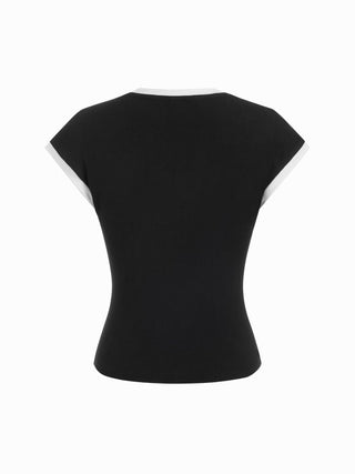 Cotton-blend Colorblock V-neck Tank Top
