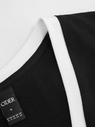 Cotton-blend Colorblock V-neck Tank Top