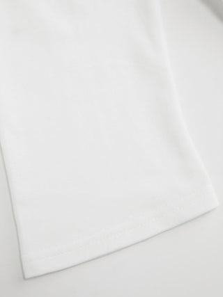Knit Fabric Cotton-blend V-neck Bell Sleeve Lace Panel Tee For Daily Casual Date
