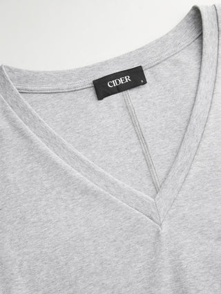 Cotton-blend High Stretch V-neck Short Sleeve Tee