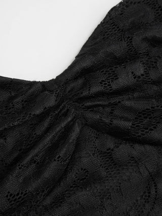 Lace V-neck Scallop Trim Ruched Cami Top