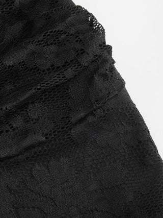 Lace V-neck Scallop Trim Ruched Cami Top