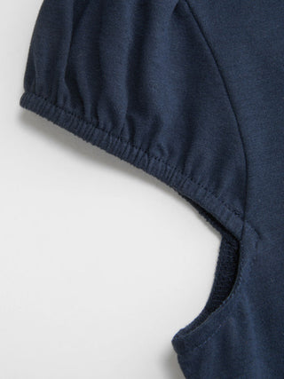 Knit Fabric Cotton-blend Boat Neck Puff Sleeve Crop Tee For School Daily Casual