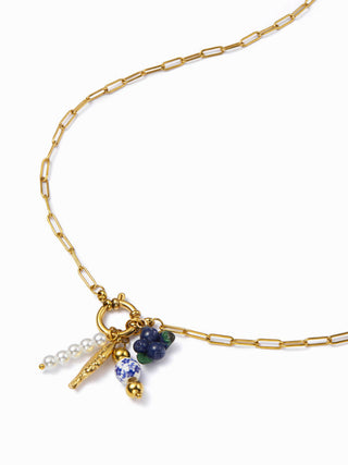 FISH & FAUX PEARL STAINLESS STEEL PENDANT NECKLACE