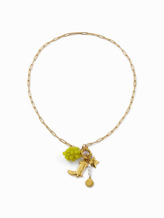 FISH & FAUX PEARL STAINLESS STEEL PENDANT NECKLACE
