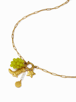 FISH & FAUX PEARL STAINLESS STEEL PENDANT NECKLACE